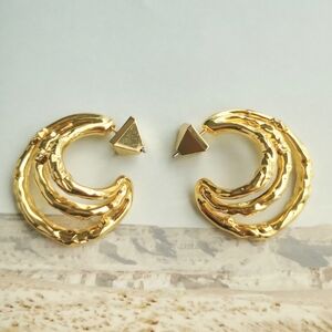 Alexis Bittar Gold Textured Hoop Earrings